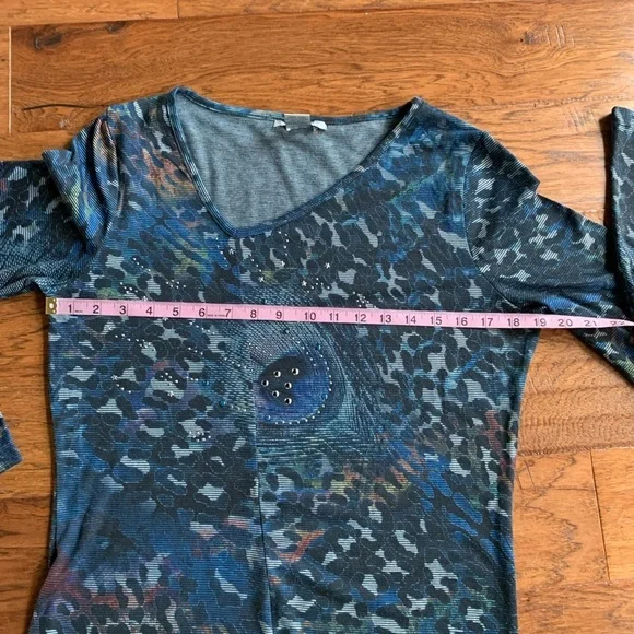 Alberto Makali‎ Blue Asymmetrical Studded Top - Picture 7 of 9